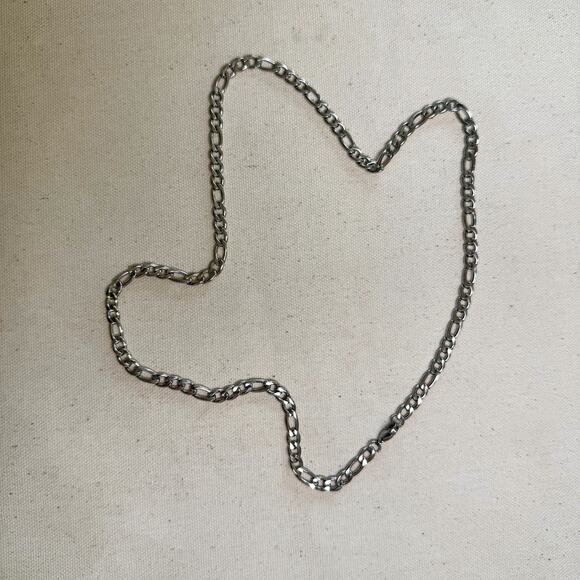 Y2K Silver 925 Stainless Steel Cuban Link Chain Necklace 20 Inch Vintage Unisex - Picture 6 of 8